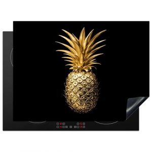 KitchenYeah© Protection Pour Plaque Induction 70x52 cm Plaque de Deco Cuisine Protégé Cache De Cuisson Vitroceramique Ananas - Noir - Or - Luxe (KitchenYeah, neuf)