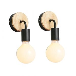 Veemoon 2pièces Applique Murale LED Bois Lampe Murale Rotative pour Salon Chambre Couloir Décoration Intérieure Contemporaine sans Ampoule Noire (Quiet Window, neuf)