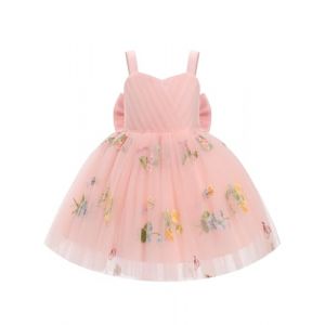IWEMEK Robes B�b� Fille Bambin Princesse Tulle Broderie sans Manches Formelle Fleur Fille Robe pour La F�te Anniversaire Mariage de Soir�e Rose 12-18M (IWEMEK, neuf)