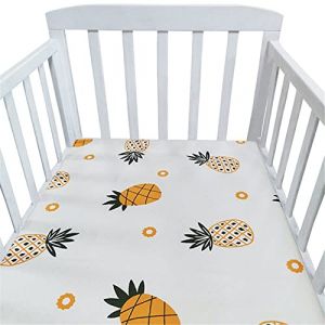 Hiseng Drap Housse Landau Berceau Lit d'Appoint, Étoile Animal Draps-Housses pour Un Lit Bébé, Coton Housse de Matelas Universels Élastique Protège Matelas pour Enfant (Ananas,130x70cm) (Hiseng, neuf)