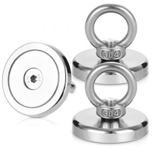 TIDEVAN 2 pièces Aimant Puissant,50KG Aimant en Néodyme Super Diamètre 42 mm Aimant de Peche Neodyme Super Puissant Super Forte Magnétique pour l'industrie et la Science Pêche Magnétique et Garage (CAFARO VALENTINA, neuf)