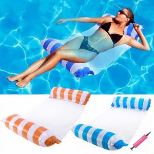 2 Pcs Bouee Piscine,Matelas Piscine,Matelas Gonflable Piscine,Bou&eacute;E Piscines,4 in 1 Bou&eacute;Es Gonflable,avec 1 Pompe &agrave; Air Manuelle,pour Plage Partie Etc (Fuouheng, neuf)