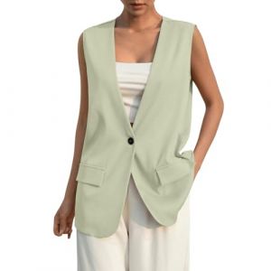 Blazers Femme Chic Et Elegant Tailleur Femme pour Mariage Tweed Noire Cardigan Ete Blouson Rose Grande Taille Veste Fluido Blouson Blazers Vêtements 2#Green à la Menthe XL (SHONTON, neuf)
