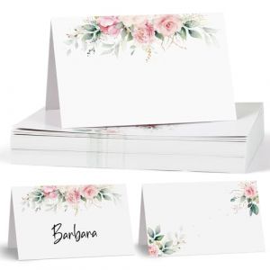 BETESSIN Lot de 50 Marque-Places Porte Nom Table Bapt&ecirc;me Cartes de Nom Cartons Placement pour Mariage R&eacute;ceptions F&ecirc;tes Ev&eacute;nements C&eacute;l&eacute;brations 8,5x11cm (SaEnkeji, neuf)