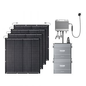 Zendure SolarFlow 800 Micro-onduleur Hybride Intelligent 1200W MPPT, Puissance AC bidirectionnelle de 800 W, avec Panneau Solaire Flexible 920W (4*230W), avec AB2000S*2 Batteries (Installation Facile) (Zendure_Europe, neuf)