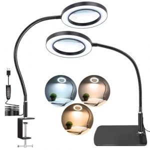NZQXJXZ 2 en 1 Lampe Loupe avec Lumière et Support, 10X 20X Loupe de Lecture avec 72 LED, 3 Modes de Couleur et 10 Gradations en Continu, Loupe Grossissante pour les Loisirs, la Lecture, la Bijouterie (Sumcoolstore, neuf)