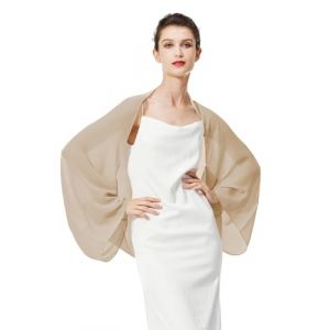 BEAUTELICATE Cardigan Bol&eacute;ro En Mousseline De Soie Couverture Veste &agrave; Manche Transparent Grande Taille De Femme Mari&eacute;e Soir&eacute;e Mariage C&eacute;r&eacute;monie D&rsquo;&eacute;t&eacute;(Taille unique,Champagne) (BEAUTELICATE-FR, neuf)