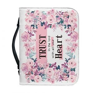 Dajingkj Housse de Bible avec Fermeture &Eacute;clair Grande en Cuir Personnalis&eacute;e Pochette de Bible pour Femme Sac de Bible Livre &Eacute;glise Sac &agrave; Bandouli&egrave;re, Motif fleurs - Rose, xl (宜昌市壹淼萨旭商贸有限公司, neuf)