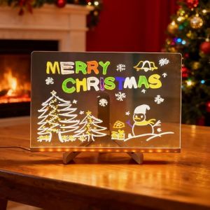 Tableau d'affichage LED avec stylo 7 couleurs, tableau acrylique lumineux, tableau &agrave; messages LED, tableau &agrave; dessin/&eacute;criture &agrave; DEL, tableau &agrave; dessin/&eacute;criture &agrave; DEL effa&ccedil;able &agrave; sec avec support pour (NEW CRAB LIMITED, neuf)