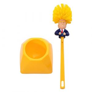 Lazeny Donald Trump Brosses WC avec Support Nouveaut&eacute; Cr&eacute;ative Brosse De Toilette Dr&ocirc;le Brosse De Nettoyage en Plastique Outils De Nettoyage De Salle De Bain (Jaune A) (Junhouse, neuf)