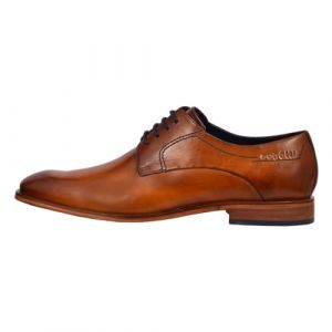 bugatti Homme Chaussure basse business en cuir, Derby avec finition bicolore et semelle intérieure souple, Cognac, 44 EU (Schuhfachmann, neuf)