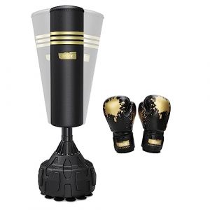 Dripex Sac de Frappe sur Pied avec Gants Sac de Boxe 165 cm pour Adulte Punching Ball Autoportant Équipement pour Boxe, Kick-Boxing, Arts Martiaux, MMA (BongBang Town, neuf)
