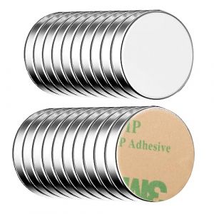ECENCE Aimants en néodyme 20 Aimants frigo circulaires adhésifs - 10x1,5mm - Revêtement haut de gamme NiCuNi, Aimant puissant autocollant, petit aimant (ECENCE, neuf)