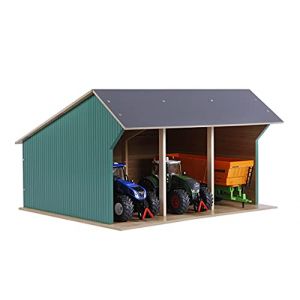 Kids Globe Abri 1:32 (pour jusqu'&agrave; 3 v&eacute;hicules/tracteurs/remorques, Toit &agrave; charni&egrave;re pour la Ferme, Dimensions 45 x 38 x 27 cm) 610193 hangar de ferme inclu (MCT MultiChannelTrade, neuf)