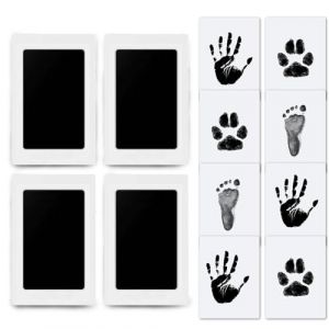 Kit Empreinte Bébé 4pcs – Empreinte Main Pied Bébé Sans Encre, Clean Touch, Kit pour Empreinte Animaux, Nouveau-né Souvenir Cadeau (JurijsADshop, neuf)