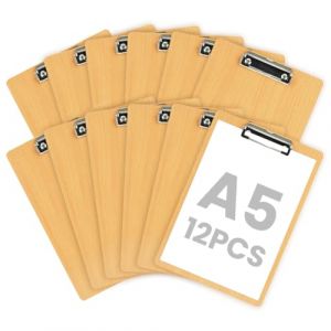 OFFCUP A5 Porte-Blocs en Bois, 12pcs A5 Porte Blocs Format avec Pince, Taille 31x21cm Planchettes &agrave; Pince Clipboard &agrave; Suspendre pour Papier D'&eacute;criture Memo Dossiers (HOOCHE, neuf)