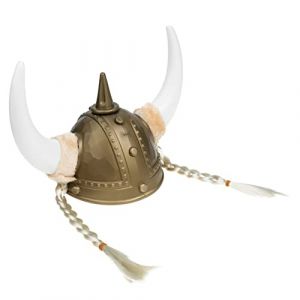 CALLARON Casque Viking Adulte En Corne De Bœuf Dorée Décoratif Cosplay Costume Viking Femme Fête Carnaval Accessoire Cornes (Raindrops On Roof, neuf)