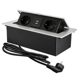 CHENGPI Bloc Multiprise Escamotable pour Encastrer, Plan de Travail,Bureau de Prise Pop-up caché avec 2 Prises et 2 Ports USB Connection Box (wuhanshiyouannana, neuf)