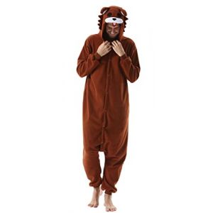 DELEY Animal Adulte V&ecirc;tements De Nuit Chaude Onesies Pyjama Ours Brun Unisexe Homewear Grenouillere Pyjama &agrave; Capuche Costume XL (DELEY, neuf)