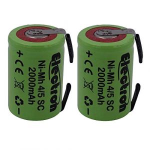 2 piles rechargeables NiMh 4/5 SC 1,2 V 2 000 mAh 22 x 33 mm subC &agrave; souder languettes pour colis batterie (tancredielettronica, neuf)