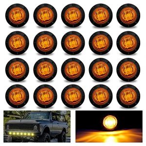 Biqing Feux de Gabarit LED Feux Lat&eacute;raux Eclairage,LED C&ocirc;t&eacute; Marqueur Feux Indicateurs De Position Ambre 12V/24V &Eacute;tanche de c&ocirc;t&eacute; pour Camion Remorque Camion Bus Bateau (Amber-20X) (YuanGu, neuf)