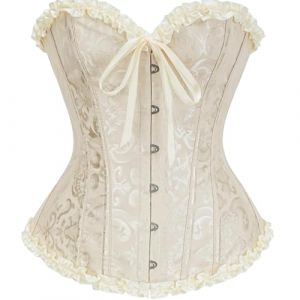 AMateschitz Femme Corset Gainant Poitrine Compl&egrave;te Bustier Corsage Top Gothique Bustier Corset &agrave; Lacets Impression Florale Vintage Fermeture Devant Shaper de Corps Corset Sous-Poitrine Blanc, Abricot (ZDMYS, neuf)