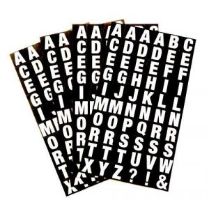 Petit Alphabet A-Z Autocollants, Blanc Lettres sur Noir 10mm (0.4 Pouce) CarréÉtiquettes Collantes (Minilabel, neuf)