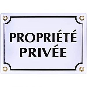 Sosenco Plaque emaillée PROPRIÉTÉ PRIVÉE 12x17 cm - Panneau Propriété Privée - Plaque Alarme - Panneau Signalétique Défense d'entrer - Blanc (Sosenco, neuf)