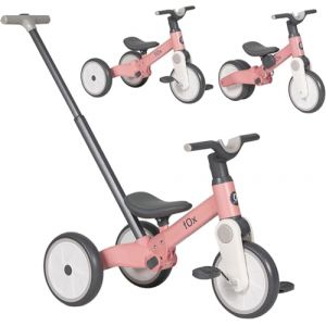 Olmitos - Tricycle Évolutif Bébé 5 en 1 - Vélo d’Équilibre et Tricycle avec Pédales pour Enfants de 18 Mois à 3 Ans - Sécurisé, Confortable et Durable, Siège Réglable, Barre de Poussée Amovible (Rose) (Babymania, neuf)