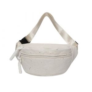 Sac banane en velours c&ocirc;tel&eacute; pour femme - Sac banane tendance et brillant - Sac banane pour loisirs et sport - Encre blanche - Sac banane avec bandouli&egrave;re r&eacute;glable pour homme et femme (lianghengdianzi, neuf)