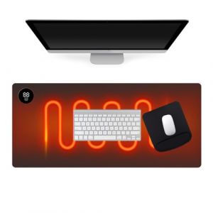 WDKXCN Tapis de Souris Chauffant, 90x40 cm &Eacute;tanche Tapis de Bureau sous Main en Cuir, Tapis de Souris de Bureau Chauffant avec petit tapis de souris et fonction minuterie, Tapis de Bureau Chauffant (HEJIADEYA, neuf)