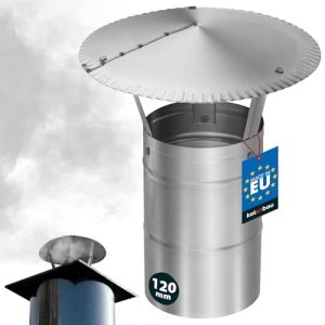 KOTARBAU&reg; Chapeau De Chemin&eacute;e - INOX - &oslash; 120 mm - Argent - Chapeau Chemin&eacute;e Anti Pluie - R&eacute;sistant &agrave; la Corrosion - Installation Facile - Design Moderne (KOTARBAU, neuf)