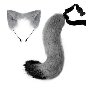 BYNYXI 2PCS Kit Costume Chat Cosplay, Serre-tête Oreilles de Chat avec Longue Queue de Renard Oreilles Queue Bandeau Costume Cosplay Coiffure Halloween Fête Adulte Enfant Cosplay Fête de Noël (CHENQINGKE, neuf)