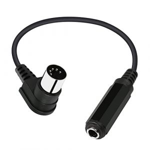 PNGKNYOCN Câble adaptateur audio DIN 5 broches vers 6,35 mm à angle droit MIDI mâle vers 1/4" femelle TRS pour haut-parleur, amplificateur, mixe, clavier MIDI, etc. (30 cm) (KANGPING, neuf)