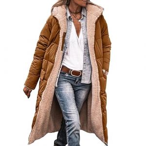 Susenstone Femme Parka Hiver à Capuche Long Polaire Manches Longues de Laine Casual Parka Epaisse Chaude Slim Fit Veste en Coton Manteau Longue Militaire Couleur Unie Doudoune Chaude Matelassee (⭐⭐⭐⭐⭐KQIVAM (Arrivée dans 5-12 jours), neuf)
