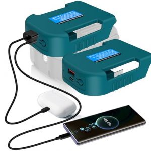 2PCS Adaptateur USB Support de Batterie pour Makita 18V lxt Chargeur de Batterie Adaptateur avec USB - A et USB - C 2.1a Port de Charge Rapide Power Wheel Adaptateur (TePuLaSi, neuf)