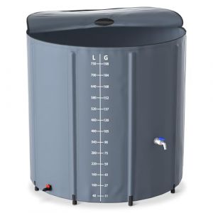 YRHome Réservoir d'eau de pluie pliable de 750 litres - Résistant aux UV et aux intempéries - Avec protection anti-débordement et échelle latérale - Compact pour jardin, balcon, camping - Anthracite (YR-Home, neuf)