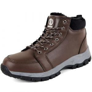 GURGER Bottes Homme Hiver Imperm&eacute;able Fourr&eacute;es Chaude Cuir Bottes de Neige Apr&egrave;s Ski Bottines l'hiver Montante Chaussures de Randonn&eacute;e Marron Taille 42 (DOSYIKES, neuf)