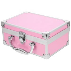 GANAZONO Trousse de Maquillage Petite Taille en Alliage d'Aluminium Bo&icirc;te Cosm&eacute;tique Rose pour Rangement et Organisation Mallette Portable pour Produits d'Onglerie et Accessoires de (JUNEE, neuf)