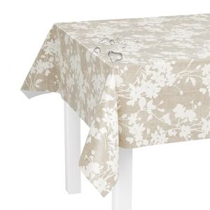 LILENO HOME Nappe lavable au m&egrave;tre, 180 x 140 cm (bord coup&eacute;), motif vrille beige, nappe cir&eacute;e, imperm&eacute;able, id&eacute;ale comme nappe ou chemin de table pour sets de bi&egrave;re (Discount-Deal24, neuf)