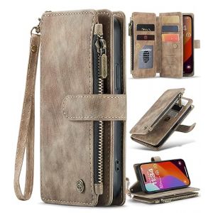 SeNool Coque Compatible avec iPhone 15 Pro, Premium PU Portefeuille &Eacute;tui Housse en Cuir [Fente pour Carte] [Stand Fonction], &Eacute;tui &agrave; Rabat Magn&eacute;tique Compatible avec iPhone 15 Pro - Marron (SeNool EU, neuf)