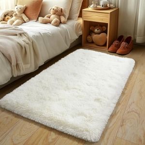 BSGIFT Tapis à poils longs et moelleux crème 80x150, tapis Shaggy à poils longs pour salon antidérapant pour chambre à coucher, chambre d'enfant, tapis de salon moderne, tapis de lit, tapis à haute (BSGIFT, neuf)
