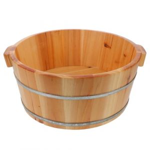 Sewroro Bain de Pieds en Bois Naturel Seau &agrave; Pied Profond 16 Cm de Hauteur 36 Cm de Diam&egrave;tre Bassine pour P&eacute;dicure et Spa Maison Seau en Bois pour Trempage et Massage (allDUO, neuf)