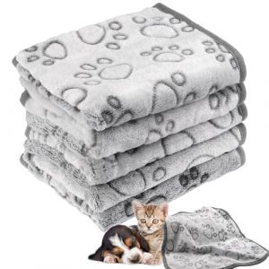 Vylro 5 Pi&egrave;ces Petite Couverture pour Chien,60cm x 40cm Plaid pour Chat,Gris Couverture pour Chat,Lavable,Couvertures pour Chiens,Plaid Animaux pour Canap&eacute;,Voiture und Panier (Patte Adorable,Petit) (Aruichi, neuf)