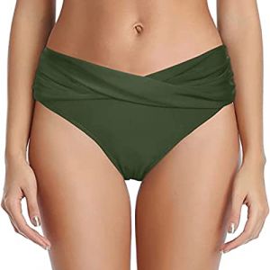 G&eacute;n&eacute;rique Bas Maillot De Bain Taille Haute pour Femme &Eacute;l&eacute;gant Bikini Ruched Bikini Slips Couleur Unie Triangle Short de Bain Amincissant Gainant Ventre Plat Maillot de Bain menstruel (Muessnew, neuf)