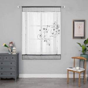 SIMPVALE Rideaux Romain Gris 60x140cm, Brodés Floral Store Romain, Décoration Intérieur Fenêtre Rideaux Voilages Chambre Salon Cuisine Balcon (Gazelle E-Commerce, neuf)