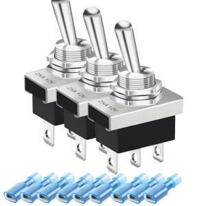 Gebildet 3PCS Métal on/Off/on Interrupteur à Bascule 25A 12VDC/15A 24VDC/10A 250VAC/ 15A 125VAC SPDT 3Pin 3Position Interrupteur à Bascule pour Voiture Auto KN3D-103 (Gebildet-FR, neuf)