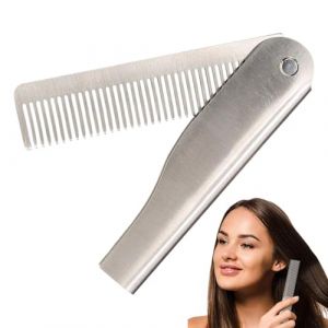 Peigne de poche pliable – Peigne, brosse à cheveux de voyage compacte | Peigne à cheveux pliable en acier inoxydable, peigne pliable portable, peigne pliable à moustache avec léger pour homme et femme (wenrrz, neuf)