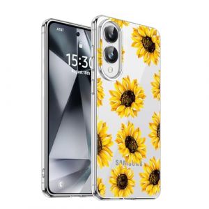 DiyGody Coque Transparent Compatible avec Samsung Galaxy S25 Edge 6,7 Pouces, Housse en Silicone Ultra Fine avec Fleurs de Tournesol pour Femmes, &Eacute;tui de Protection Antichoc Anti-Rayures Antid&eacute;rapant (DiyGodyEU, neuf)