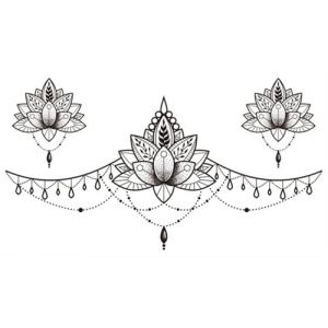 Nouveaux autocollants de tatouage temporaire for femmes, autocollant de tatouage temporaire imperméable à l'eau, motifs géométriques floraux, faux tatouage, tatouage de poitrine for filles et femmes, (FJJBMSSCED-US, neuf)